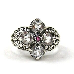 Vintage Designer CNA Ruby Cubic Zirconia Sterling Silver 925 Ring - Size 7.75
